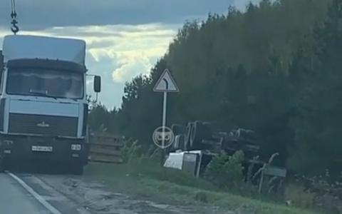 В Пензенской области с трассы вылетела и опрокинулась фура