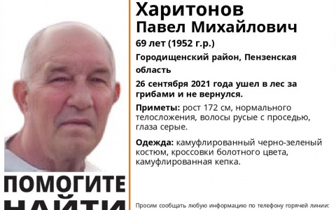 В Пензенской области разыскивают 69-летнего мужчину