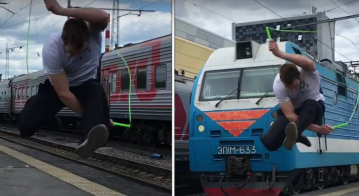 Чемпион России устроил представление со скакалкой на вокзале в Пензе:видео