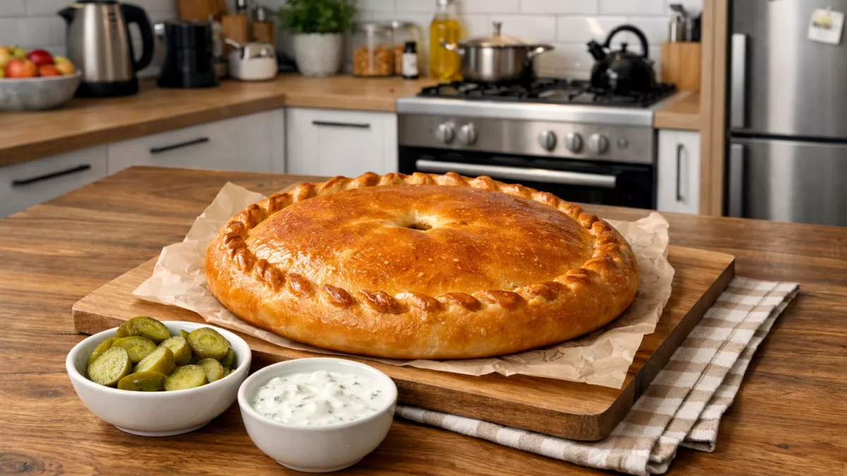 Когда в холодильнике есть банка с солеными огурцами и немного кефира - готовлю на ужин простой и вкусный пирог