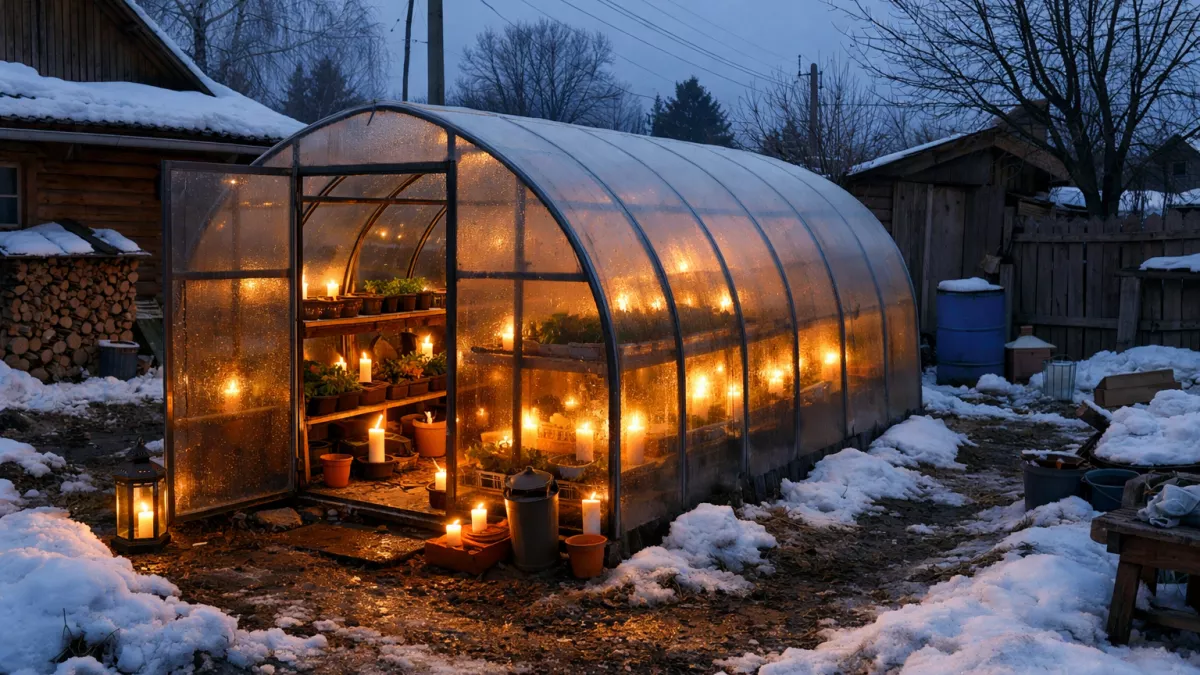 Если зима выдалась холодной, обязательно прогреваю теплицу свечой: да, метод древний, простой - но при этом удивительно рабочий