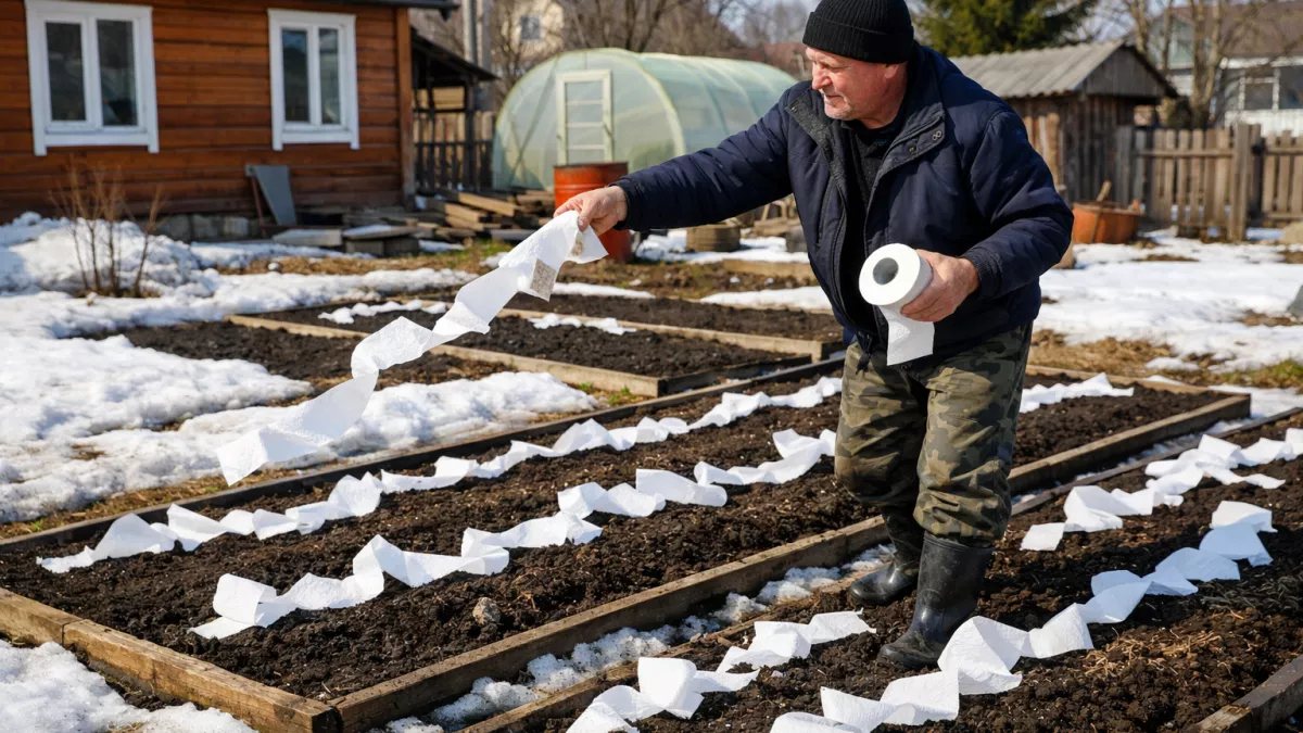 Просто раскидала туалетную бумагу на грядках: удивилась, как оказалось это просто - соседи сначала смеялись, теперь также делают