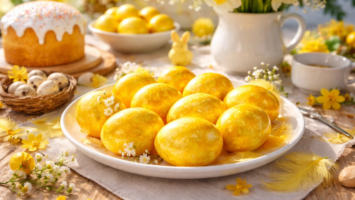 Пасхальные яйца, сияющие как солнце: секрет, как добиться ярко-жёлтого цвета без химии и сложных техник 