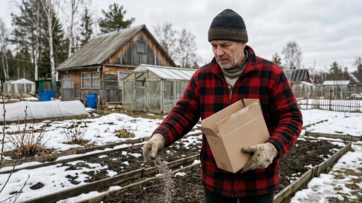 Мощнее навоза, дрожжей и помета: посыпаем грядки дешевым средством по снегу в марте — двойной чернозем уже в апреле