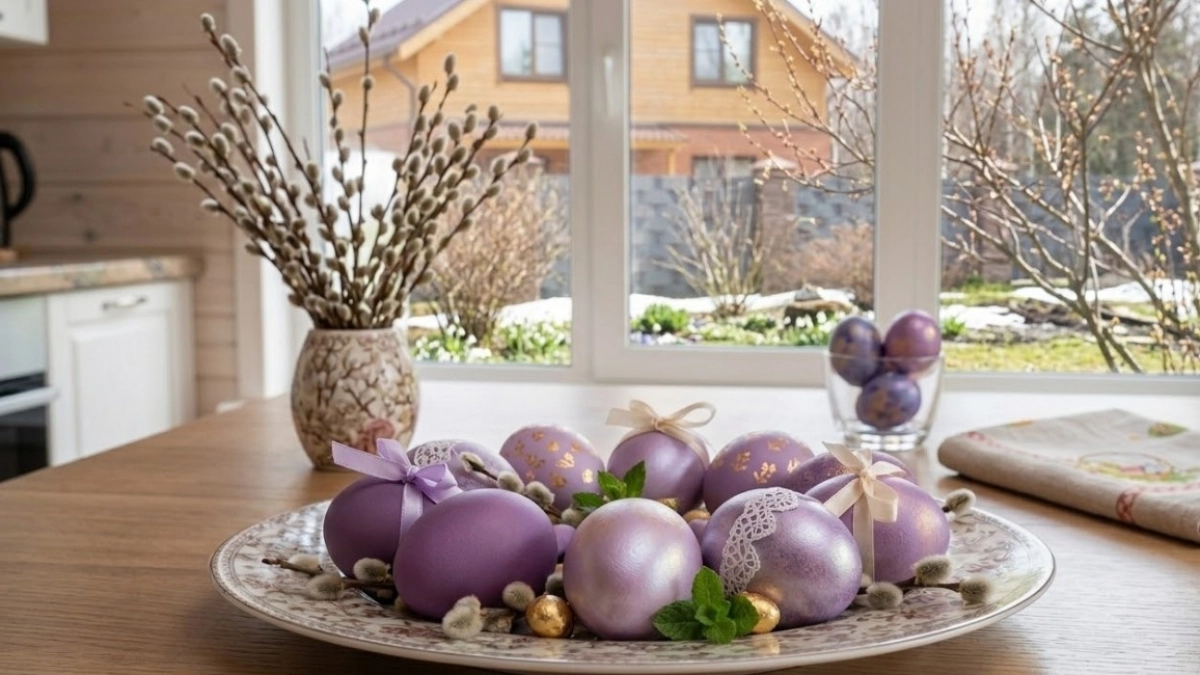 На такие пасхальные яйца даже соседи сбегутся посмотреть: модный сиреневый оттенок натуральными средствами - мое чудо на Пасху
