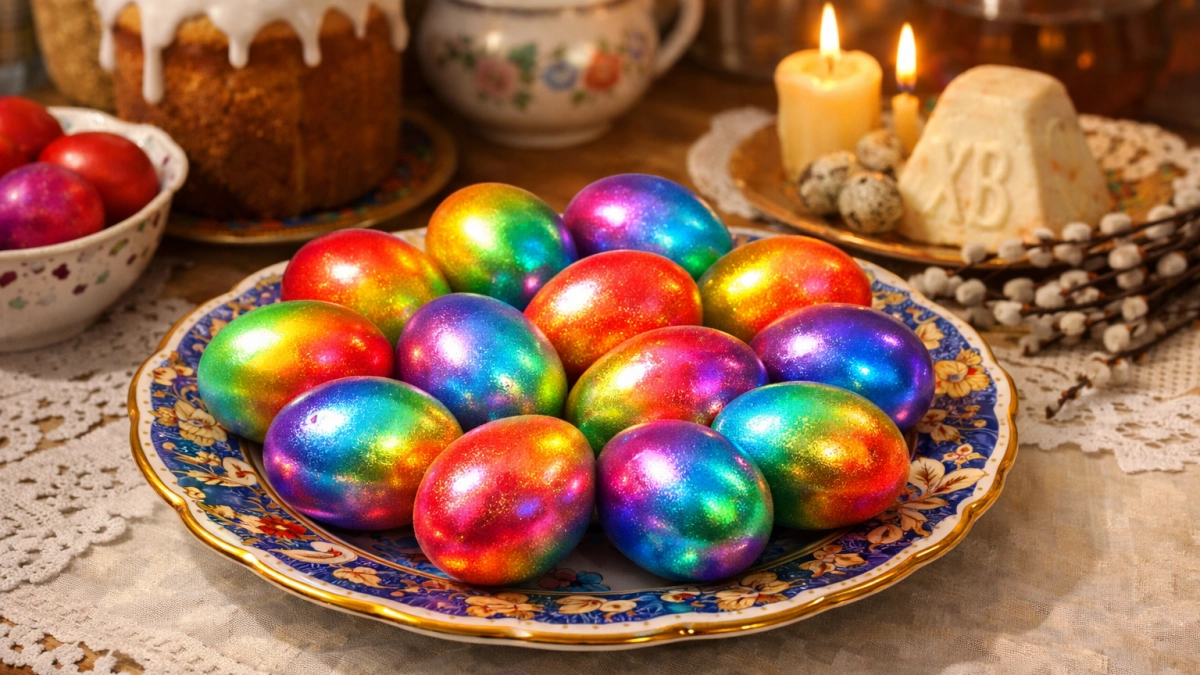 Яйца с радужными переливами: крашу их новым методом — понадобятся лишь салфетки и ватные палочки