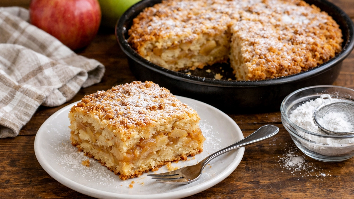 Яблочный насыпной пирог "12 ложек": в 100 раз вкуснее шарлотки - и готовлю без весов и взбивания