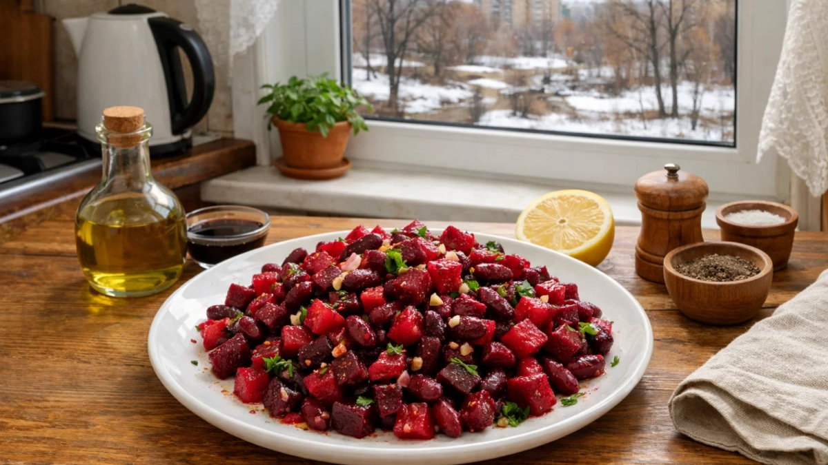 2 свеклы и 1 банка фасоли – а на выходе сытный и вкусный салат: у домашних только за ушами пищит 