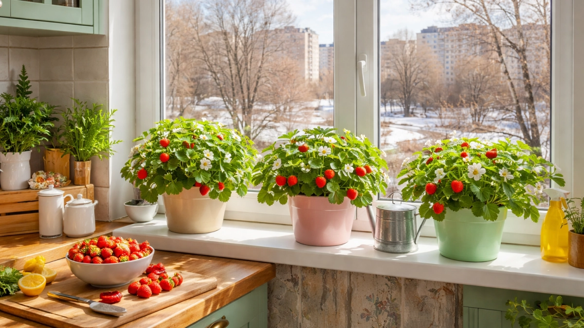 Муж не верил что земляника будет расти на подоконнике — теперь сам собирает урожай каждую неделю: вот как ее выращивать в квартире