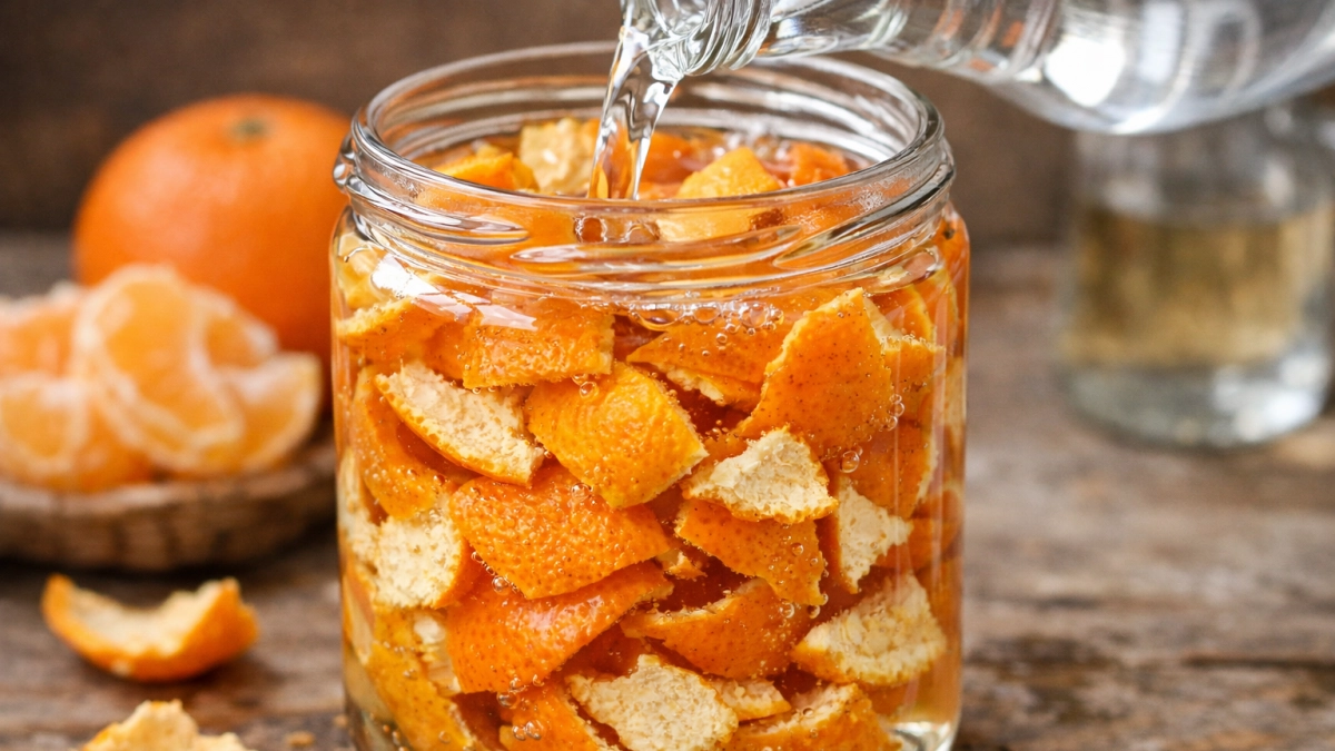 Мандариновые корки заливаю уксусом - всю весну не нарадуюсь своей хитрой придумки: шикарный лайфхак для хозяек