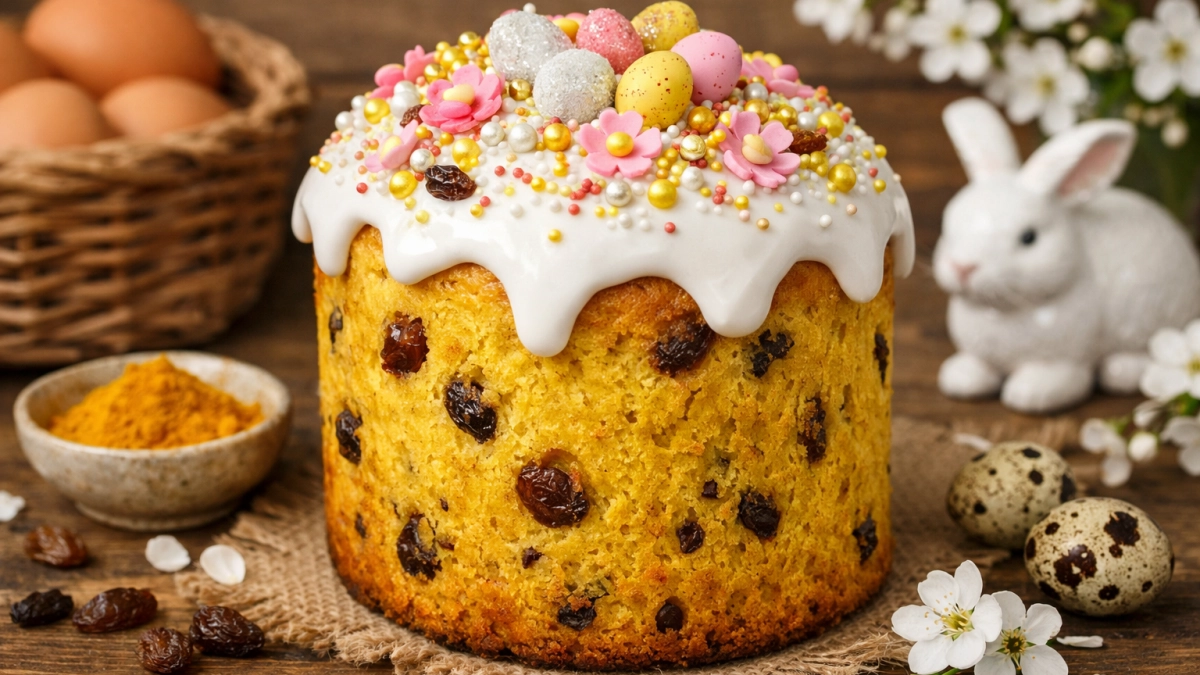 Кулич, который не стыдно поставить на стол: проверенный рецепт с куркумой для цвета и изюмом для сочности