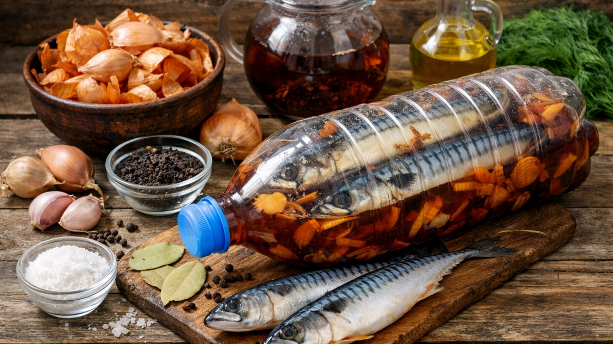 Отрезаем у бутылки горлышко - и получаем лучший рецепт домашней копченой скумбрии: с домашним маринадом и никакой химии 