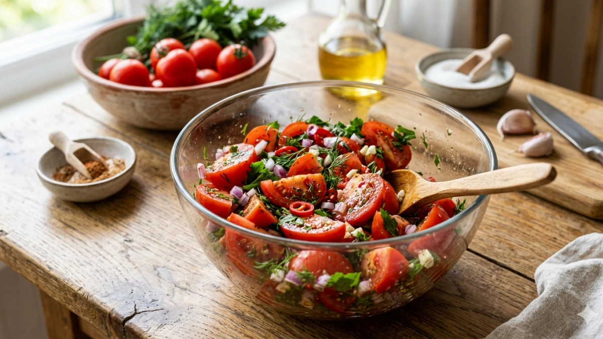 Вкуснейшая закуска из помидоров: подходят самые неказистые и даже безвкусные - идеальна к любому шашлыку 