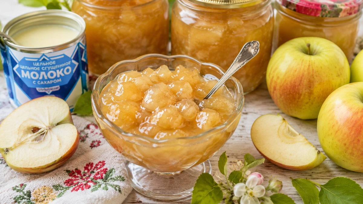 Пока сезон варю правильное варенье-пятиминутка из спелых яблок: со сгущёнкой и с фруктово-сливочным ароматом - вкусное и полезное лакомство
