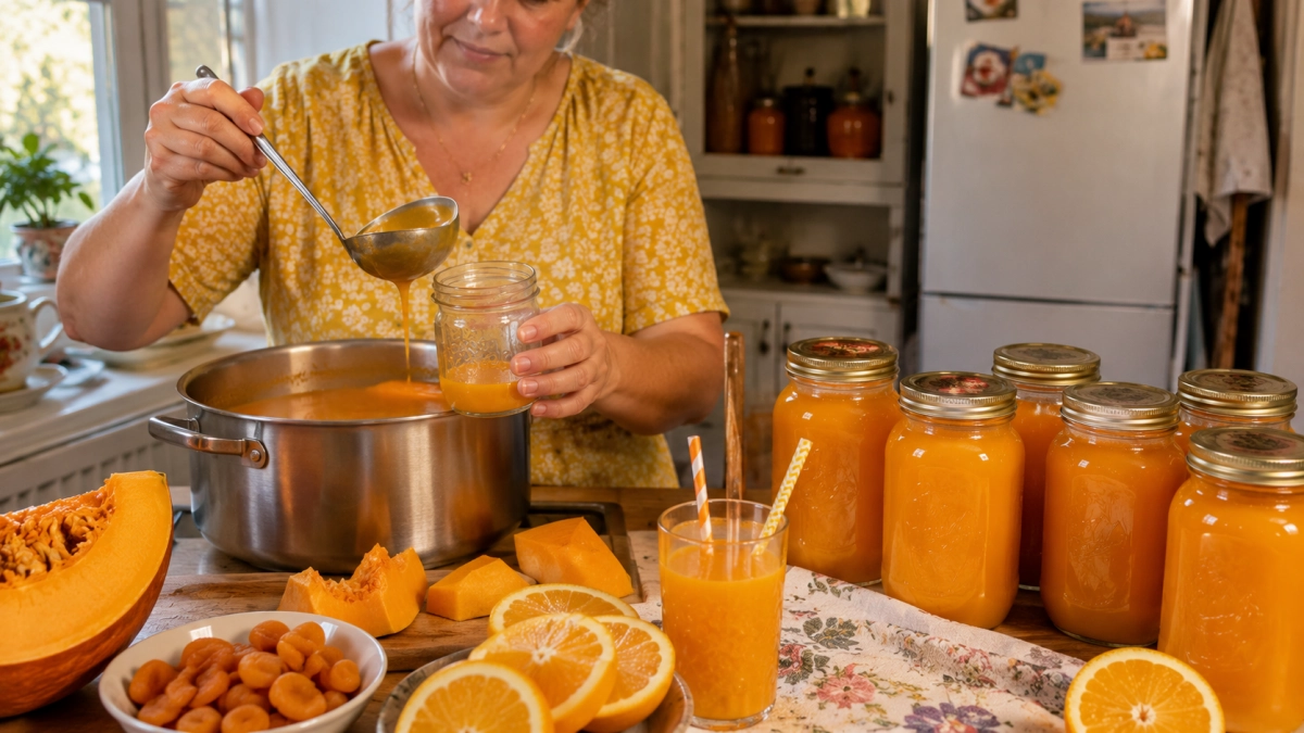 Оранжевую тыкву больше не запекаю: варю 5 кг с курагой и апельсином — получается густой нектар, дети пьют банками вместо газировки   