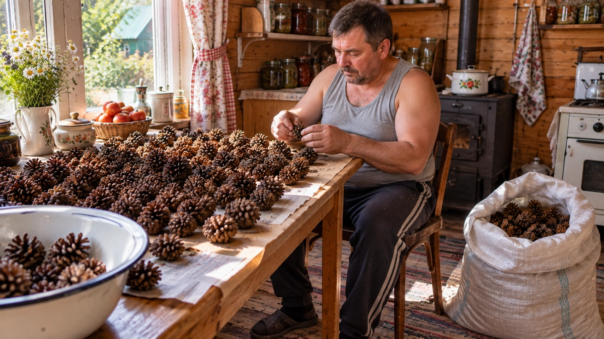 Перед первыми заморозками сушу 2 мешка сосновых шишек: сосед научил пускать их в дело — зимой на даче бед не знаю  