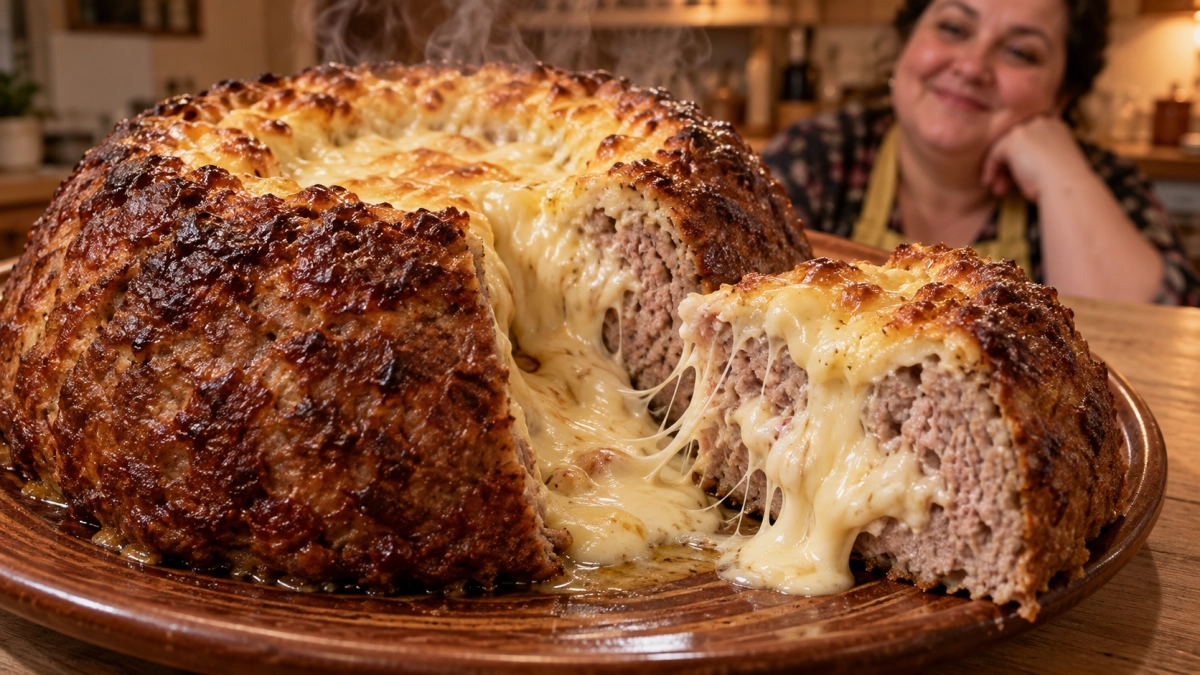 Вместо пиццы — мясной «вулкан» с майонезом: горячая начинка прячется внутри, а сверху кипит сырная шапка