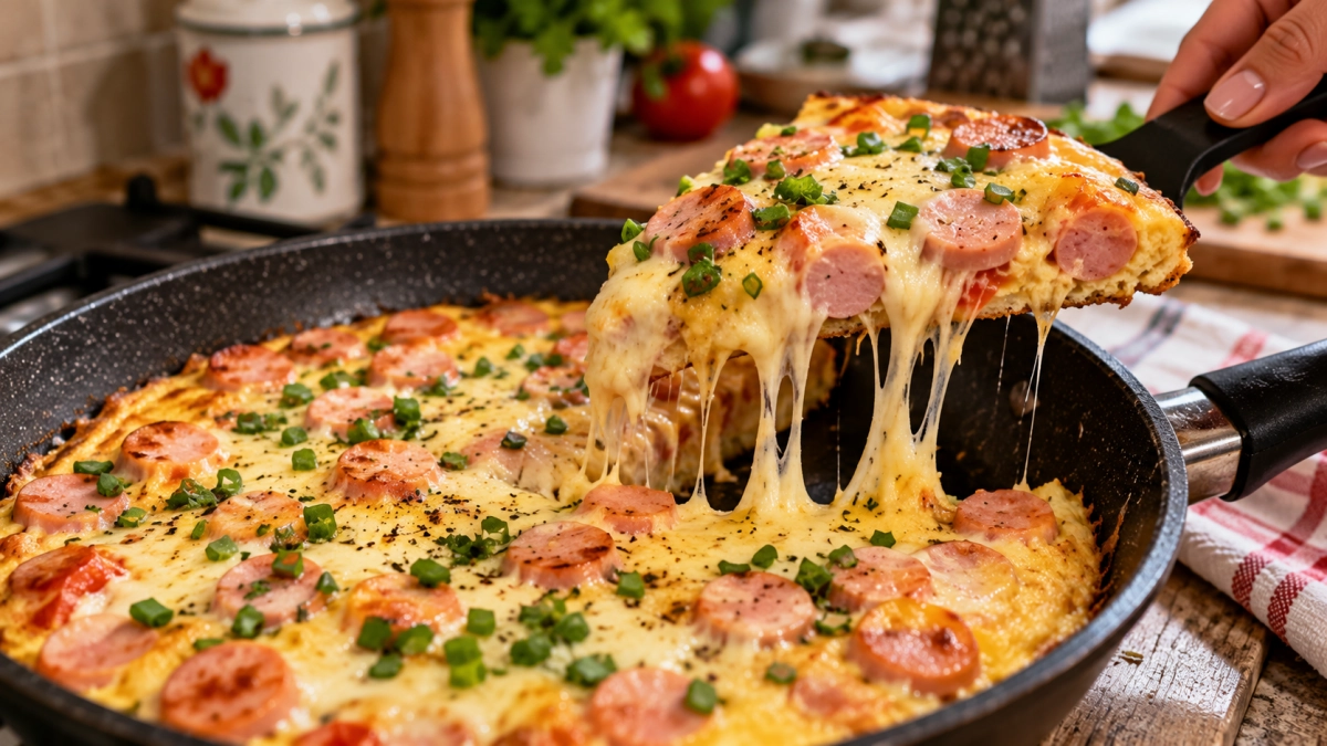 Тру 2 сосиски, 50 г сыра и заливаю яйцом — никакого теста: делаю вкусный завтрак за 15 минут — лучше пиццы и бутербродов