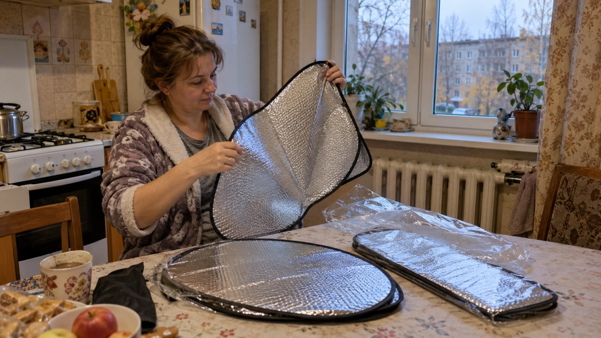 Беру в Fix Price автомобильные экраны от солнца, но в машину не несу: зимой у батареи выручают по-другому
